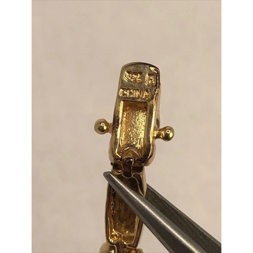 Designer 925 Sterling Silver Vermeil Two Tone Diamond Tennis Bracelet